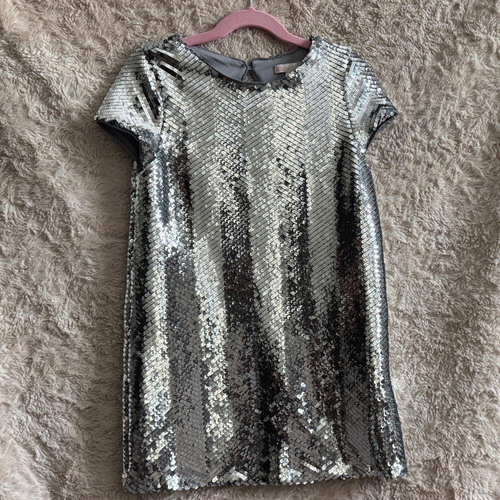 GB Girls Silver Sequin Formal Dress